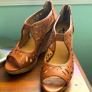 Crown Vintage wedge shoes; worn once to a wedding. Small scuff on left heel.